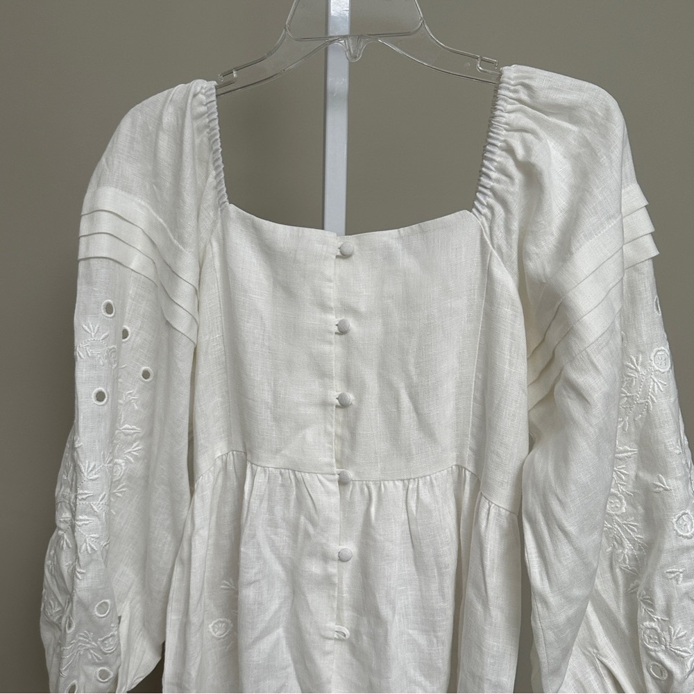 ETNODIM white linen embroidered dress myt SIZE XS - Picture 7 of 9